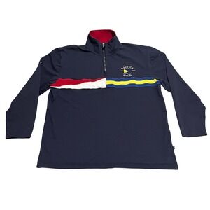 Nautica Men's Quarter Zip Pullover Shirt Navy Blue Sailing Club XL
